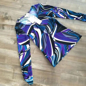 Black Teal And Purple  Ruched  sleeves marble top